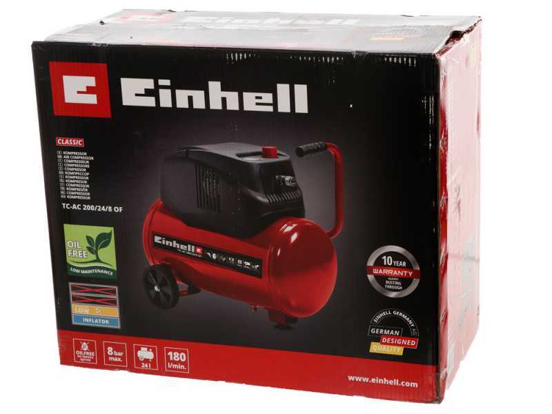 Einhell TC-AC 200/24/8  OF - Compressore aria elettrico carrellato - Motore 1.5 HP - 24 lt