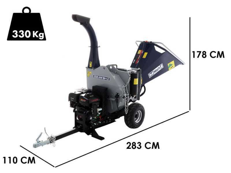 BullMach ZEUS 200 BH-LE - Biotrituratore a scoppio trainabile - Loncin 420cc con avviamento elettrico