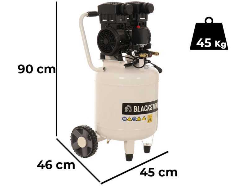 BlackStone V-SBC50-15 - Compressore aria silenziato oilless - Motore 1.5 HP - 50 Litri - Verticale