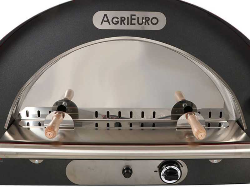 AgriEuro Pulcinella - Forno a gas per pizza da esterno 80x60 colore antracite - Capacit&agrave; cottura: 4 pizze