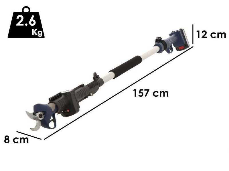 BullMach ARTEMIS 40 - Forbice elettrica da potatura su asta - 21V 2Ah 150/210 cm - Diametro di taglio 40mm