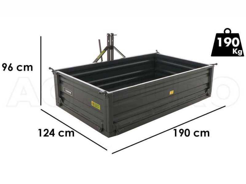 BlackStone B-TB 180 - Cassone transporter per trattore - Ribaltabile - 3 sponde apribili