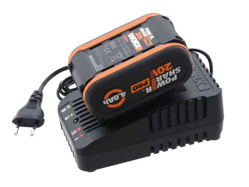 Worx WG441E - Pulitore per esterni a batteria - Batteria da 20V - 4Ah - 2 spazzole incluse