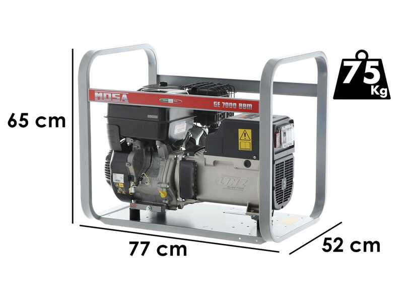 MOSA GE 7000 BBM AVR - Generatore di corrente a benzina con AVR 6 kW - Continua 5 kW Monofase - Motore B&amp;S XR2100