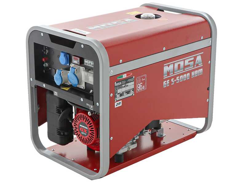 MOSA GE S-5000 HBM AVR - Generatore di corrente a benzina con AVR 4.4 kW - Continua 3.6 kW Monofase - Motore Honda GX270