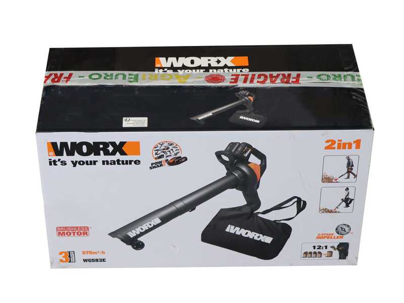 WORX WG583E.9 - Soffiatore a batteria 3 in 1 - SENZA BATTERIE E CARICABATTERIE