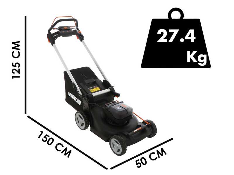 Worx Nitro WG749E - Tagliaerba semovente a batteria - 2x20V/4Ah - Taglio 46 cm