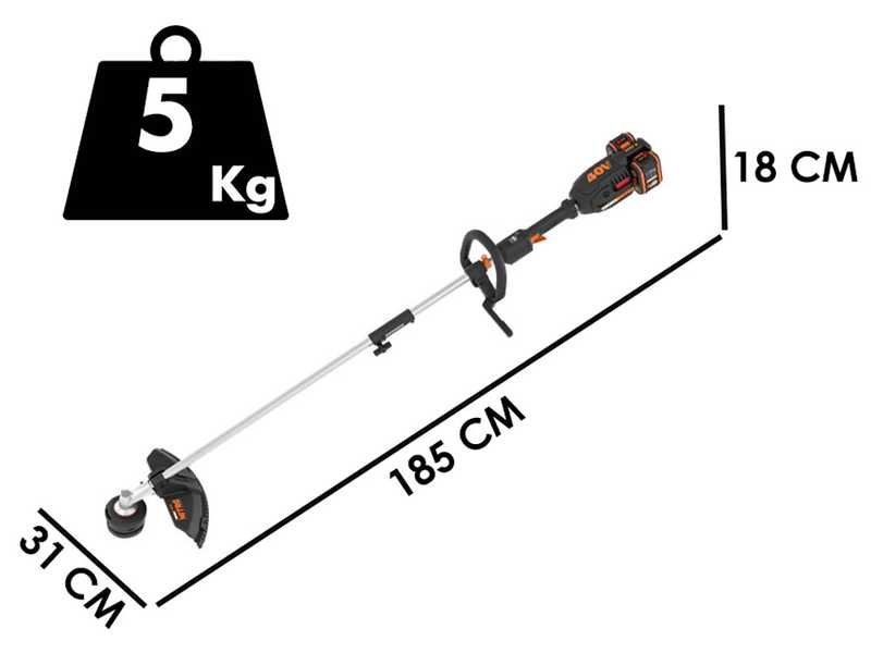 Worx NITRO WG186E - Decespugliatore multifunzione a batteria - 2x20V/4Ah