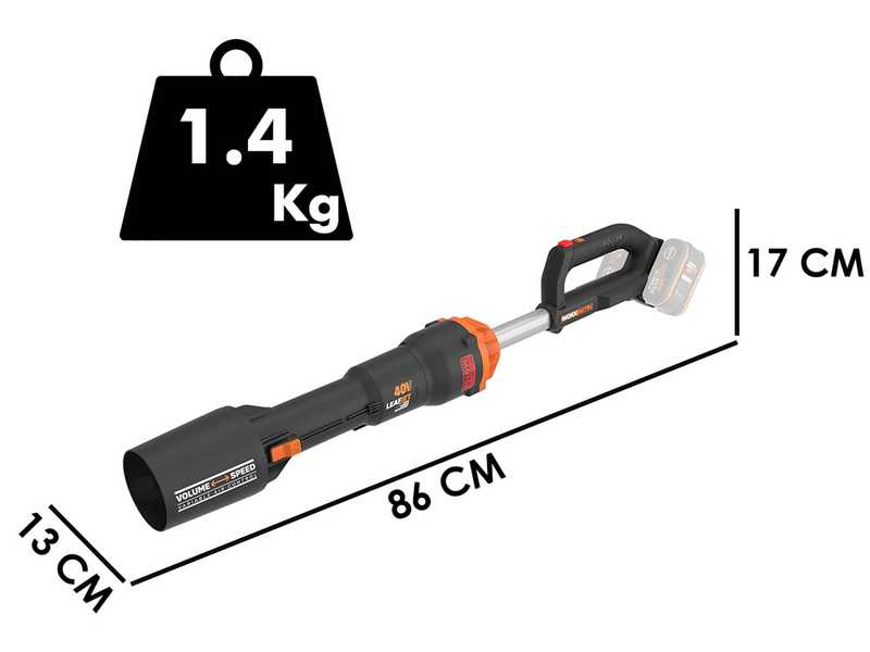 Worx NITRO WG585E.9 - Soffiatore a batteria - SENZA BATTERIE E CARICABATTERIE