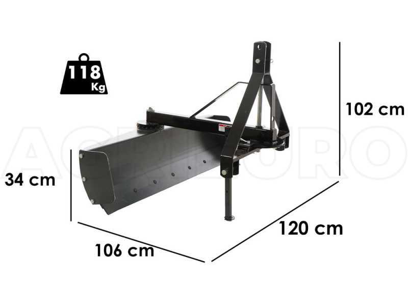 Blackstone B-GB 120 - Lama livellatrice per trattore a rotazione semplice 360&deg; e braccio orientabile
