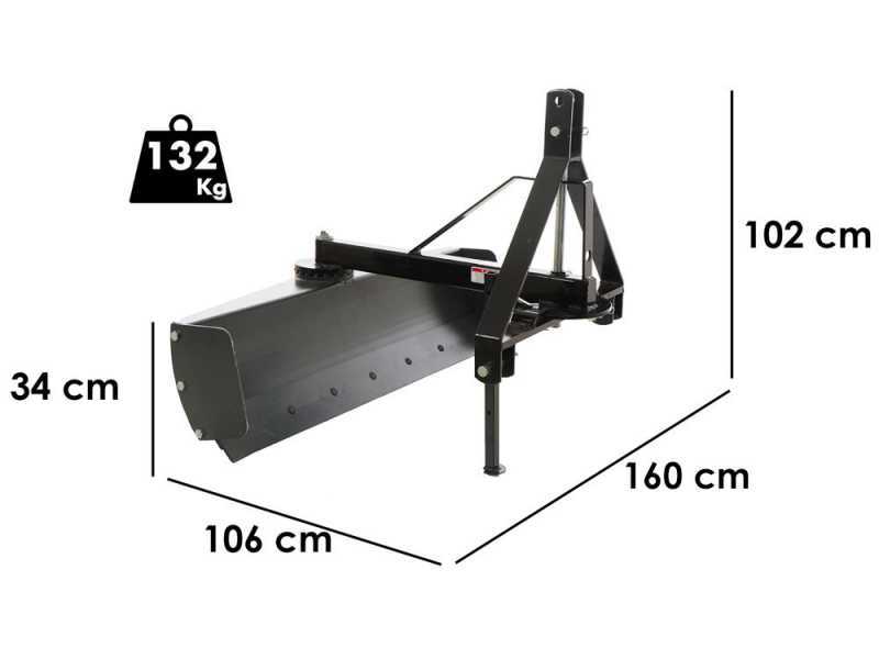 Blackstone B-GB 160 - Lama livellatrice per trattore a rotazione semplice 360&deg; e Braccio orientabile