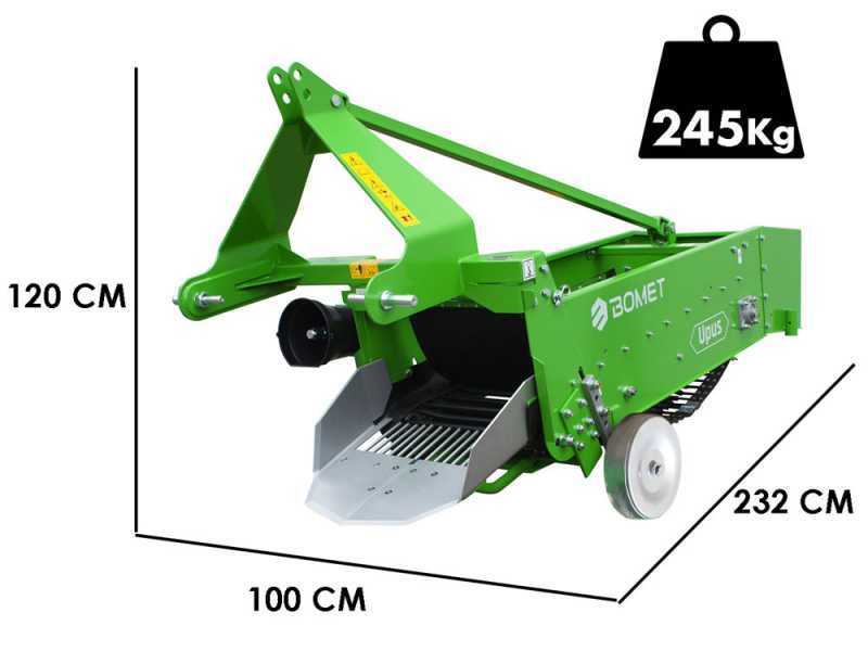 Bomet UPUS - Scavapatate a nastro trasportatore con copertura in gomma - Singola fila - Per trattore con attacco a tre punti