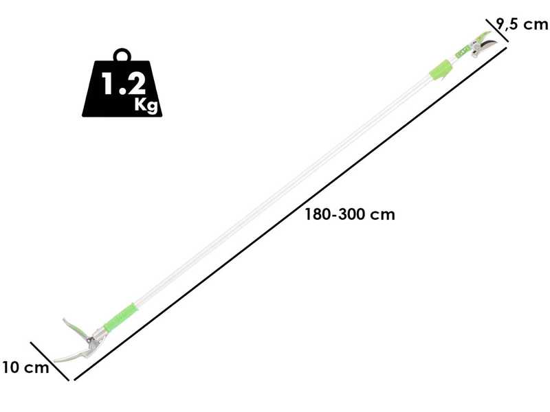 Verdemax - Forbice Telescopica - Manuale su asta di prolunga 180 - 300 cm