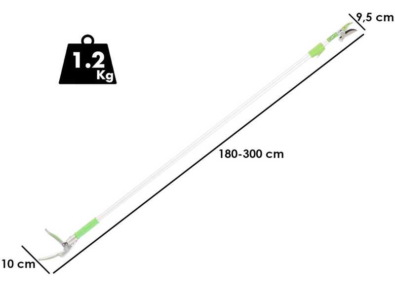 Verdemax - Forbice Telescopica - Manuale su asta di prolunga 180-300 cm