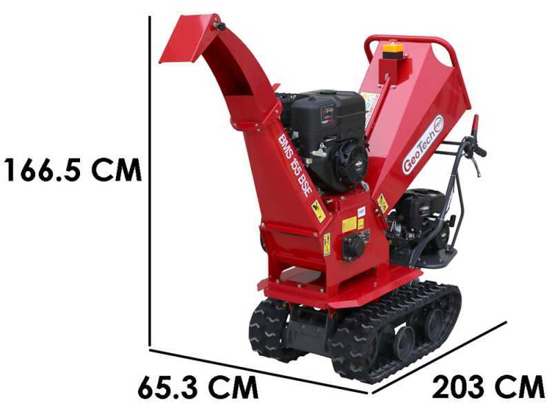 GeoTech Pro BMS 155 BSE - Biotrituratore su motocarriola GeoPorter 330E BS semovente a cingoli 4 rulli - Motore B&amp;S da 13.5HP - Cassone dumper