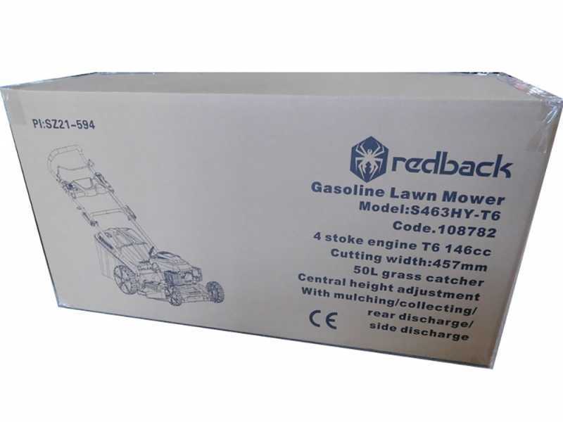 Redback S463HY-T6 - Tagliaerba a scoppio - 4 in 1 - Taglio da 45 cm