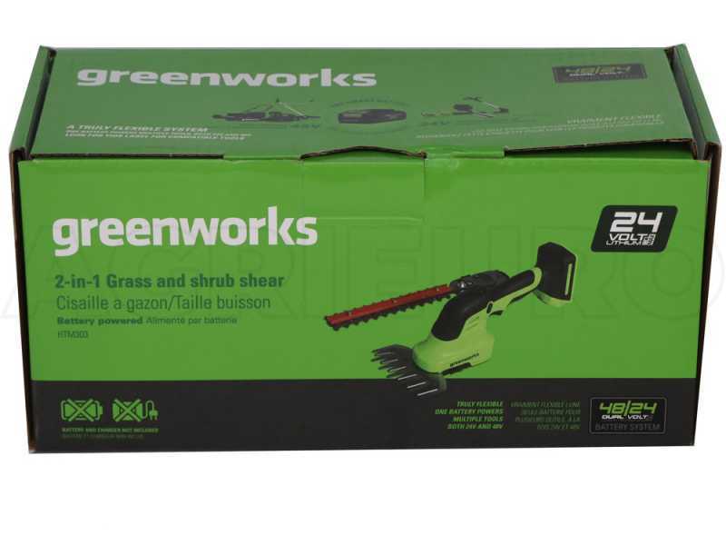Greenworks G24SHT - Forbice tagliaerba a batteria su asta - Kit batteria da 24V 2.0ah e caricabatterie