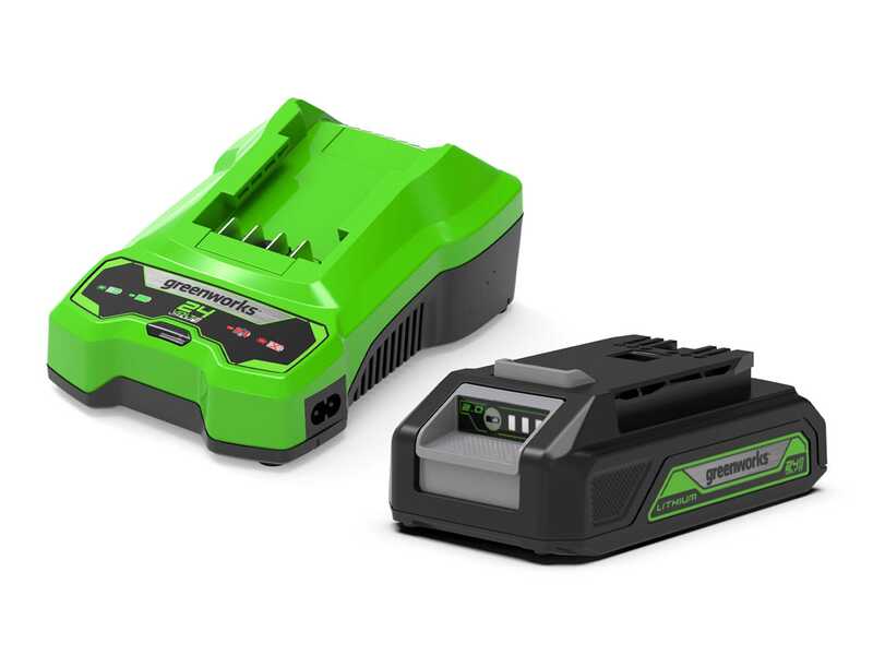 Greenworks G24SHT - Forbice tagliaerba a batteria su asta - Kit batteria da 24V 2.0ah e caricabatterie