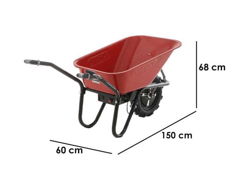GeoTech CAR 150A - Carriola elettrica a batteria 24V 12Ah con ruote traktor