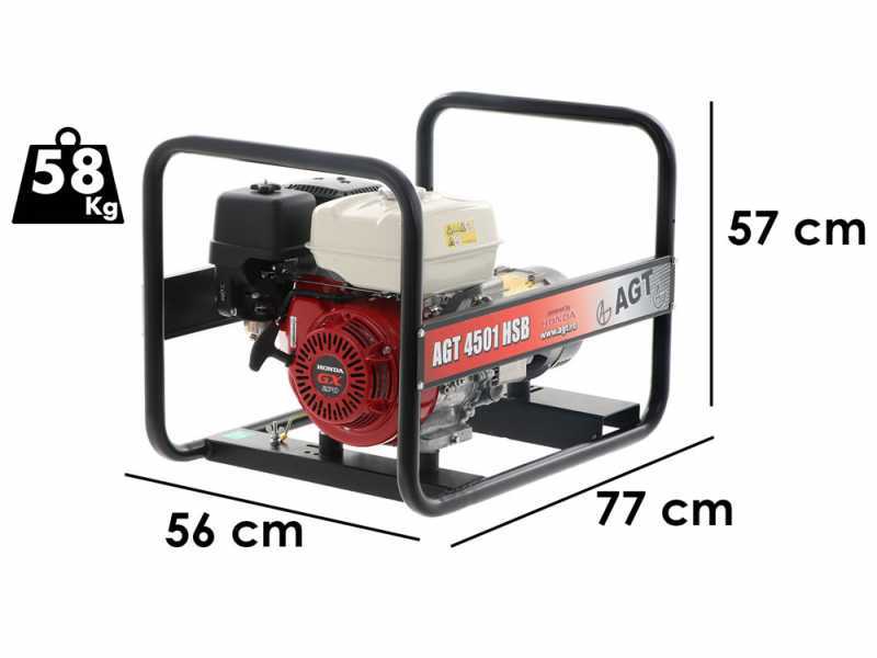 AGT 4501 HSB - Generatore di corrente a benzina 4.5 kW - Continua 4.1 kW Monofase