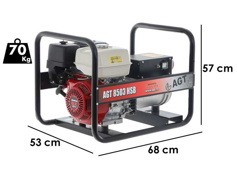 AGT 8503 HSB - Generatore di corrente a benzina 6.4 kW - Continua 6 kW Trifase