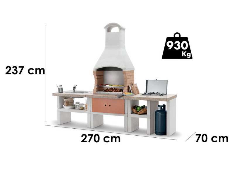 Cucina per esterno Palazzetti Ariel in cemento - Modulo grill, gas e lavello