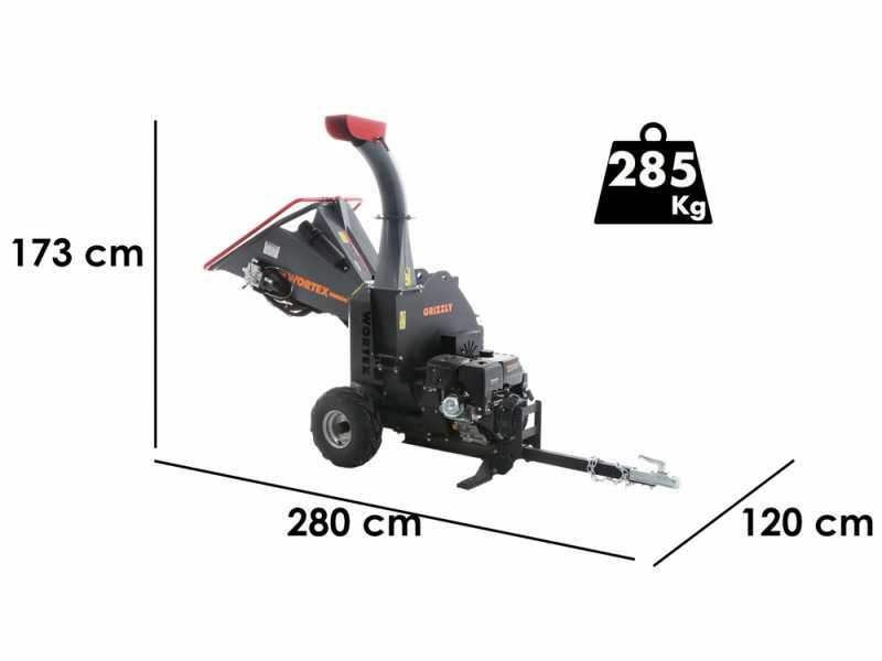 Wortex Grizzly - Biotrituratore a scoppio trainabile - Loncin 420cc con avviamento elettrico