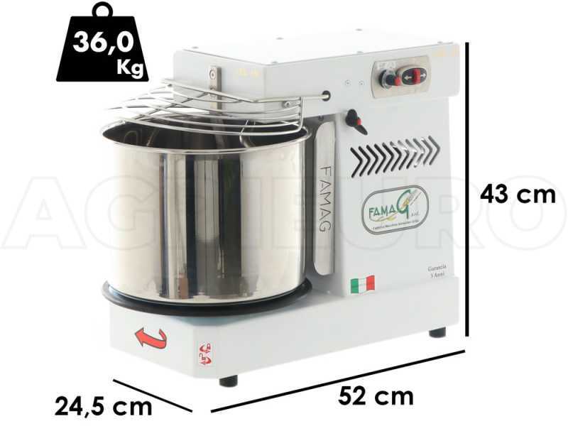 Famag Grilletta IM 10S/230 10 Velocit&agrave; HH - Impastatrice a spirale 10 Kg ad alta idratazione con testa sollevabile