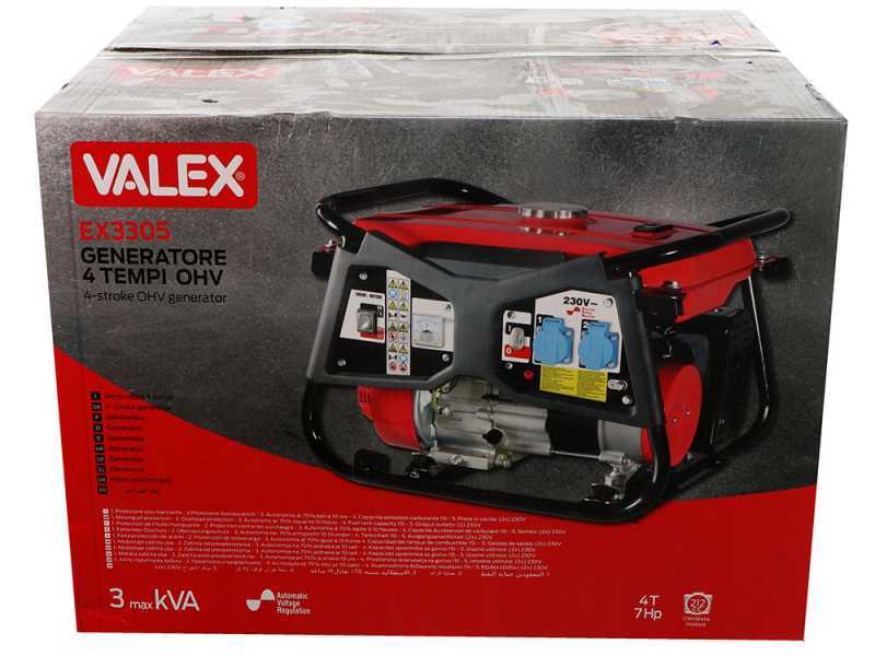 Valex EX 3305 - Generatore di corrente a benzina carrellato 3 kW - Continua 2.7 kW Monofase