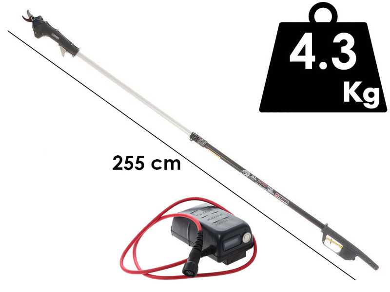 Zanon Tiger SL 38 - Forbice elettrica da potatura su asta - 50.4V 3.2Ah - 175/255 cm