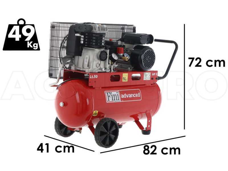 Fini Advanced MK 102-50-2M - Compressore aria elettrico monofase a cinghia - Motore 2 HP - 50 lt