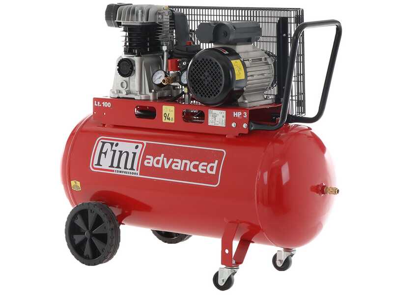 Fini Advanced MK 103-100-3M - Compressore aria elettrico monofase a cinghia - Motore 3 HP - 100 lt