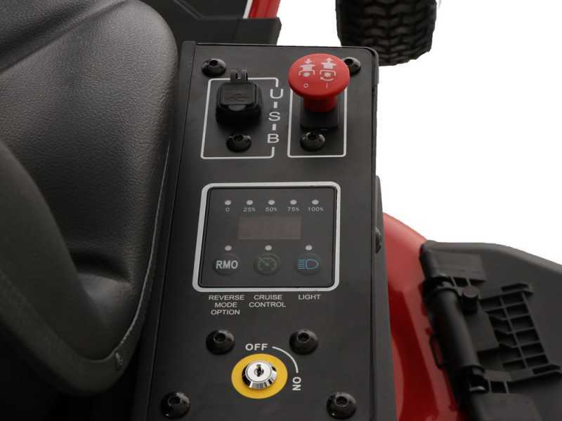 Trattorino taglierba a batteria GeoTech-Pro Green-Kart 76 -Motore a batteria 48V/50 Ah - scarico laterale e mulching