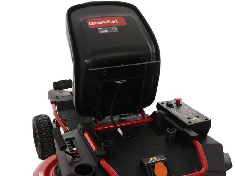 Trattorino taglierba a batteria GeoTech-Pro Green-Kart 76 -Motore a batteria 48V/50 Ah - scarico laterale e mulching