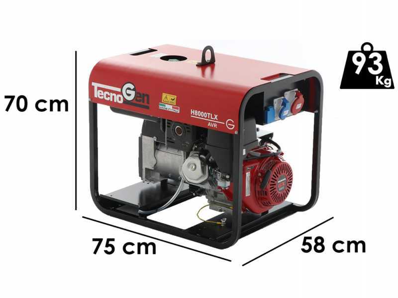 TecnoGen H8000TLX - Generatore di corrente a benzina 6 kW - Continua 5.4 kW Trifase