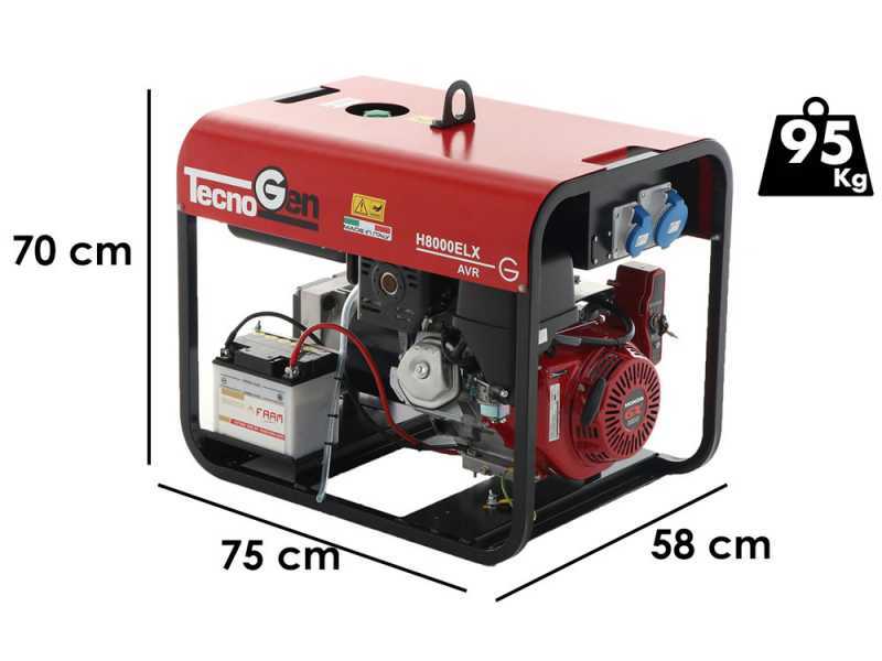 TecnoGen H8000ELX - Generatore di corrente a benzina avv. elettrico 5.8 kW - Continua 5.2 kW Monofase