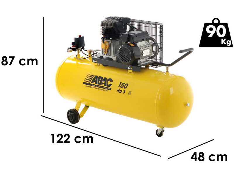 ABAC LINE B26B/150 CM3 - Compressore aria elettrico monofase a cinghia - Motore 3 HP - 150 lt