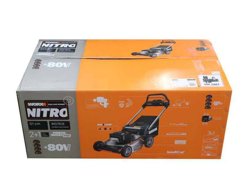 Worx Nitro WG761E - Tagliaerba semovente a batteria - 80V/4Ah - Taglio 51 cm