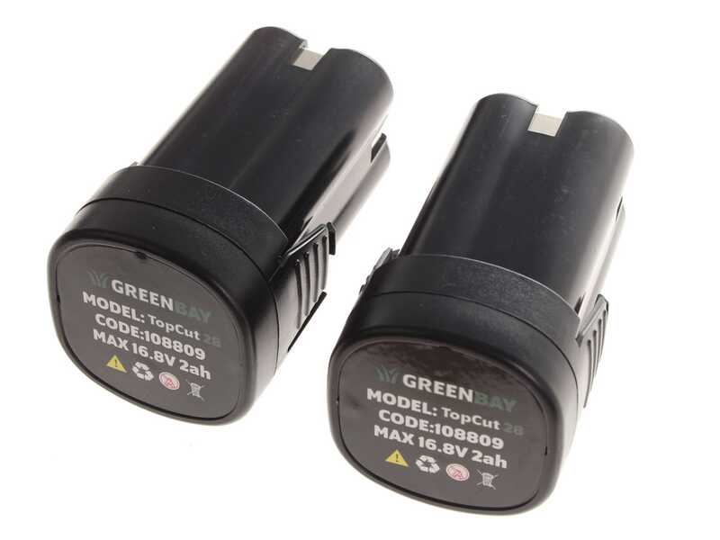 GreenBay TopCut 28 - Forbice elettrica da potatura - 2x 16.8V 2Ah - Diametro di taglio 28mm