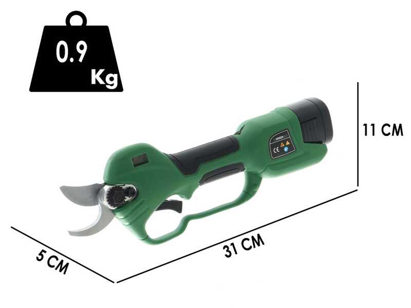 GreenBay TopCut 28 - Forbice elettrica da potatura - 2x 16.8V 2Ah - Diametro di taglio 28mm