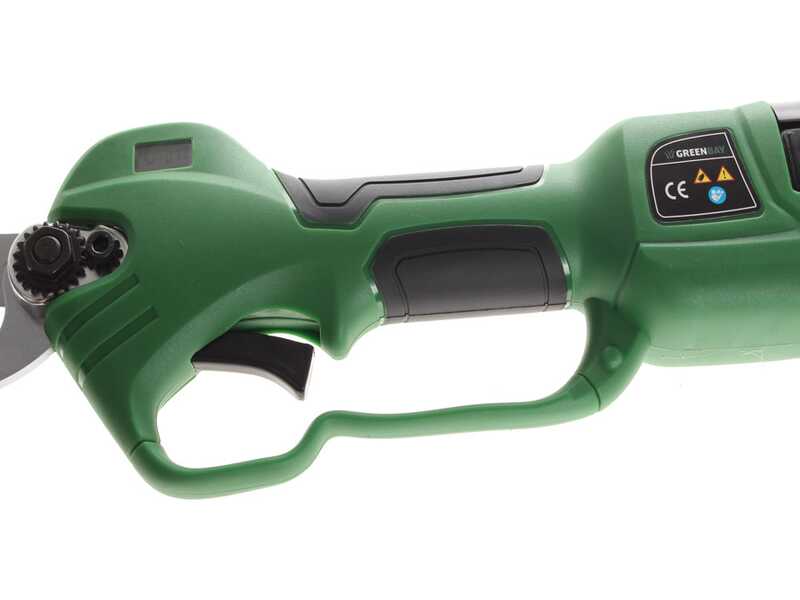 GreenBay TopCut 28 - Forbice elettrica da potatura - 2x 16.8V 2Ah - Diametro di taglio 28mm