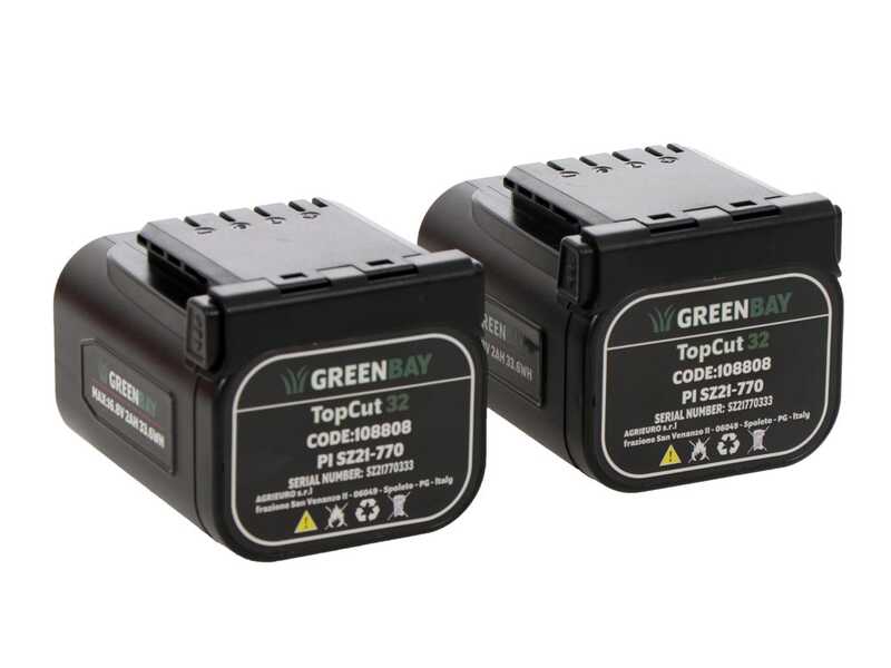 GreenBay TopCut 32 - Forbice elettrica da potatura - 2x 16.8V 2Ah - Diametro di taglio 32mm