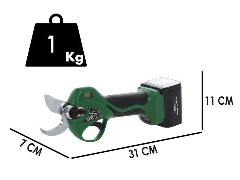 GreenBay TopCut 32 - Forbice elettrica da potatura - 2x 16.8V 2Ah - Diametro di taglio 32mm