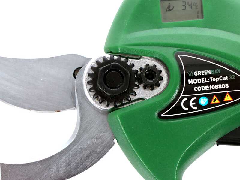 GreenBay TopCut 32 - Forbice elettrica da potatura - 2x 16.8V 2Ah - Diametro di taglio 32mm