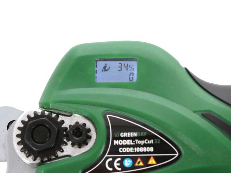 GreenBay TopCut 32 - Forbice elettrica da potatura - 2x 16.8V 2Ah - Diametro di taglio 32mm