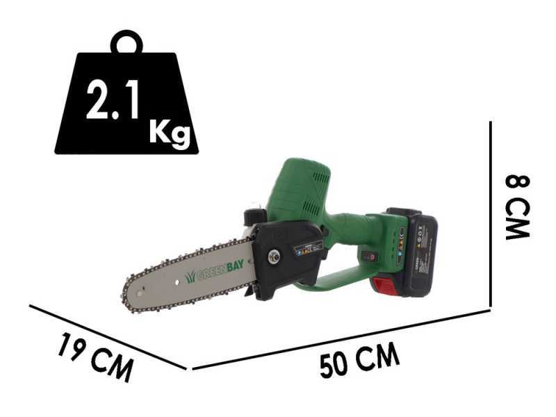 GreenBay TopSaw 8 - Potatore a batteria - 2 batterie da 21V - 4Ah
