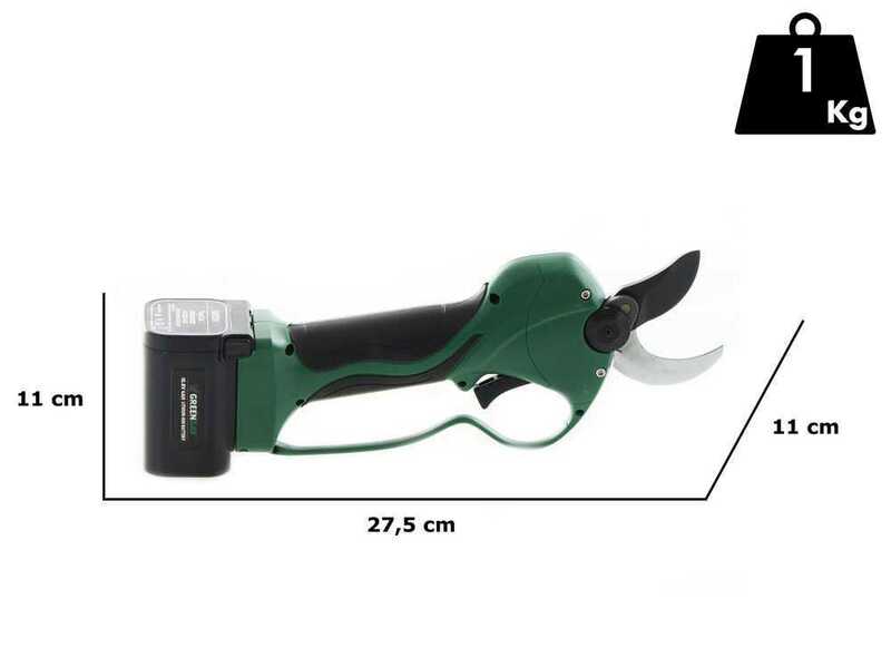 GreenBay TopCut 32 - Forbice elettrica da potatura su asta - 2x 16.8V 2Ah - 150/210 cm - Diametro di taglio 32mm