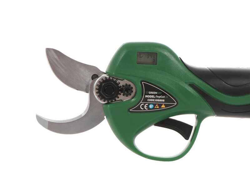 GreenBay TopCut 32 - Forbice elettrica da potatura su asta - 2x 16.8V 2Ah - 150/210 cm - Diametro di taglio 32mm