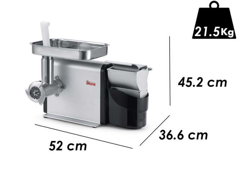 Sirman TC 12 Denver - Tritacarne Elettrico - Grattugia integrata - In Alluminio e Acciaio Inox