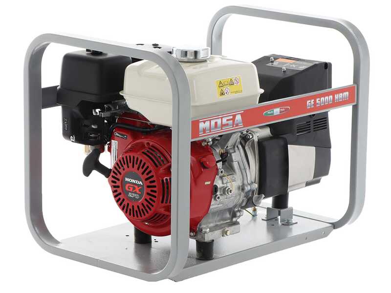 MOSA GE 5000 HBM AVR- Generatore di corrente a benzina con scheda AVR 4.5 kW - Continua 3.6 kW Monofase - Motore Honda GX270